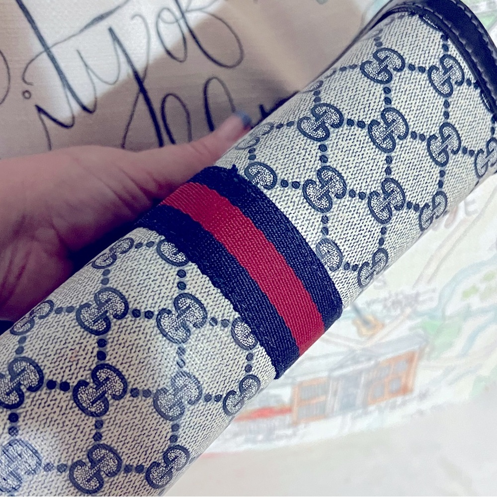 GUCCI Clutch Navy & Red Webbing - Picture 7 of 10